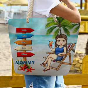 Summer Beach Signpost Grandma - Personalized Beach Bag