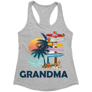 Personalized Grandma Surfboards Summer Vacation Tank Top