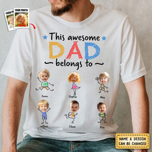 This Awesome Daddy Belongs To - Personalized Photo Pure Cotton T-Shirt