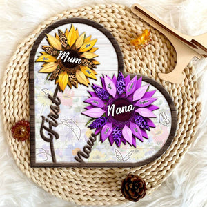 First Mom Now Grandma - Gift For Mothers, Grandmas, Aunties - Personalized 2-Layered Wooden Plaque With Stand