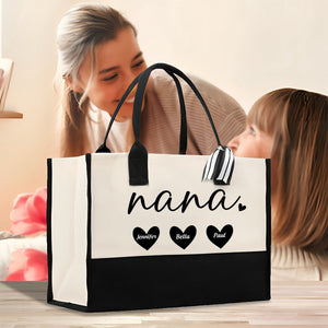 Mama Gigi Grandma Heart- Personalized Canvas Tote Bag