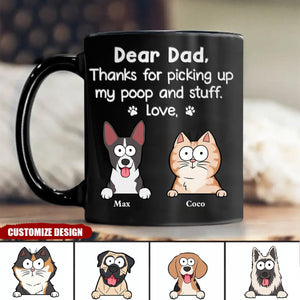 Personalized Dog/Cat Black Mug - Thanks For Picking Up My Poop And Stuff