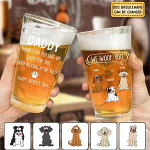 Father's Day Gift For Dog Dad We Woof You - Personalized Beer Glass