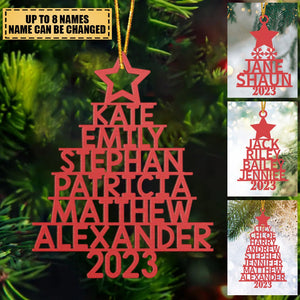 Family Christmas Tree - Family Personalized Wood Ornament