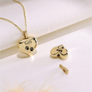 Personalized Heart Cremation Charm Necklace For Pet Ashes