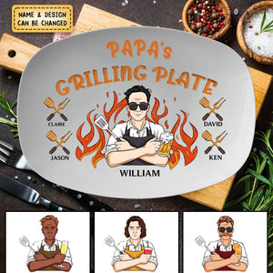 The King Of The Kitchen - Family Personalized Platter - Father's Day, Gift For Dad, Grandpa