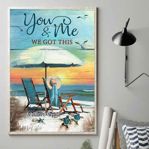 Personalized You And Me Turtle Beach Couple Poster Canvas Print