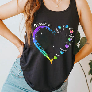 Personalized Grandma and Grandkids Heart Tank Top