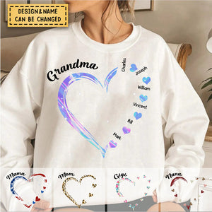 Grandma and Grandkids Hearts Personalized Sweatshirt, Best Gift Christmas