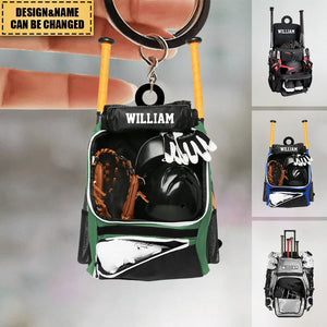 Personalized Baseball Bag  Christmas Acrylic Keychain