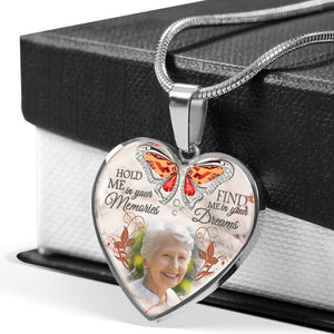 Personalized Hold Me in Your Memories Heart Necklace