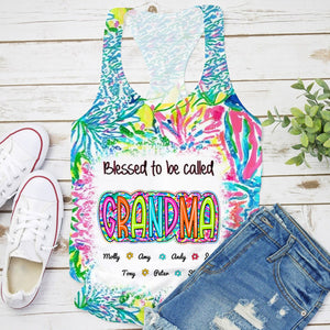 Grandma Nana Gigi Scribble Doodle Grandkids Personalized Tank Top