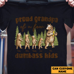 Personalized Proud Grandpa Of A Few Dumbass Kids Bear Family T-shirt