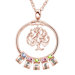 To My Sister-Tree of Life Heart Necklace With Custom Name&Birthstone Beads