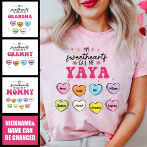 Personalized My Sweethearts Call Me Yaya Pure cotton T-shirt