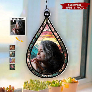 Memorial Family Gift Teardrop - Personalized Window Hanging Suncatcher Ornament