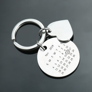 Custom Photo Engraved Calendar Name Keychain | Unique Gift