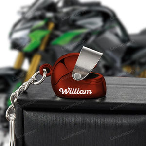 Personalized Name 3D Motorcycle Helmet Keychain Gift for Biker