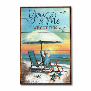 Personalized You And Me Turtle Beach Couple Poster Canvas Print