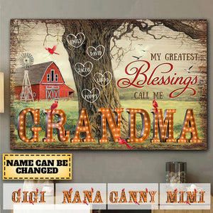 Grandma's Blessings - Personalized Poster Canvas Print