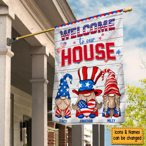 Personalized Independence Day Welcome To Our House Family Flag