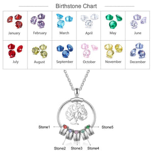 To My Sister-Tree of Life Heart Necklace With Custom Name&Birthstone Beads