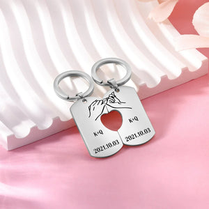 Personalized Pinky Promise Couple Keychain Set Engrave Name Matching Couple Gifts