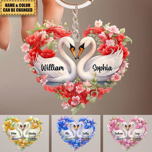 Personalized Swan Couple Keychain