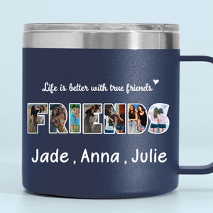 Gift For Sister/Friend/BFF/Bestie/Cousins - Personalized 14oz Stainless Steel Tumbler With Handle