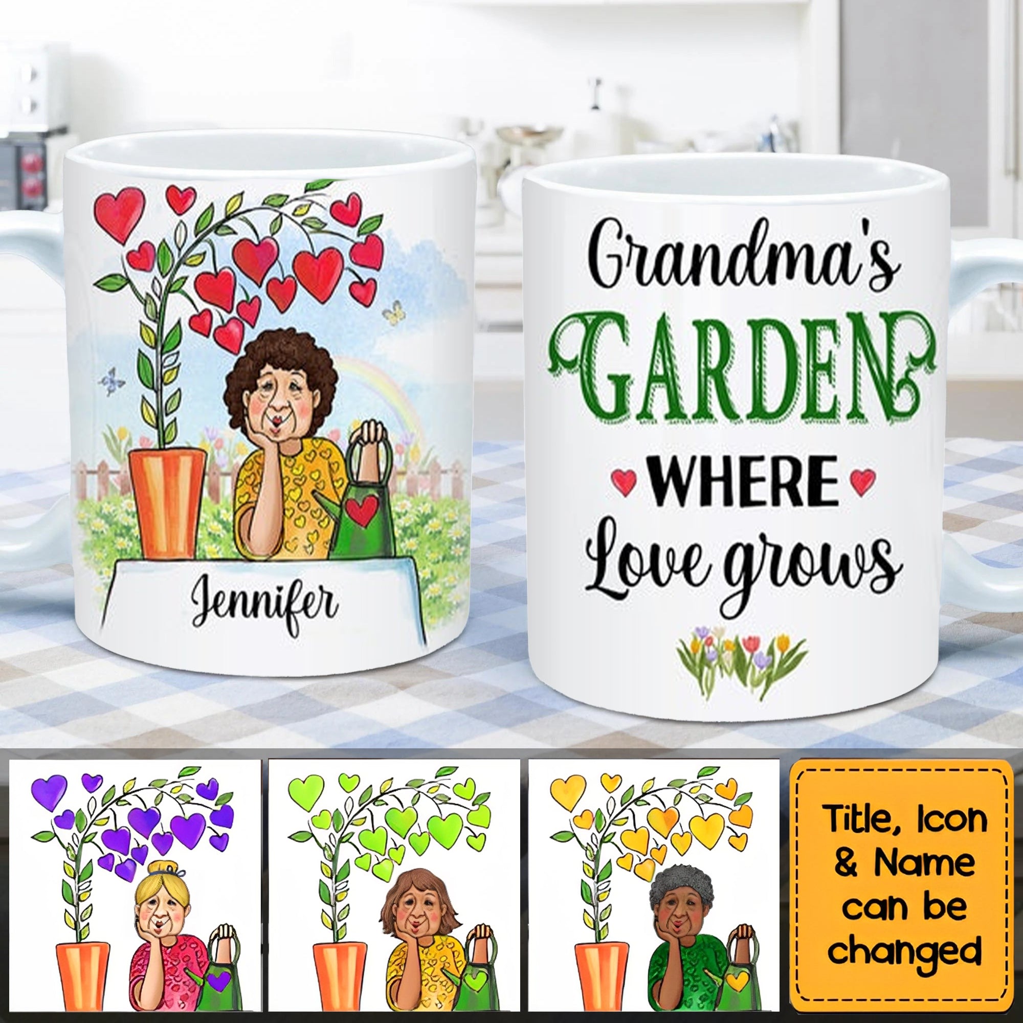 Personalized Gift for Grandma Where Love Grows Mug