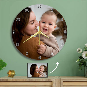 Personalized Photo Acrylic Hanging Wall Round Clock Gift For Family