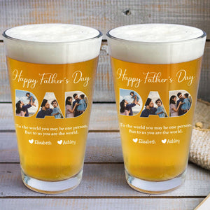 Father - To Me You Are The World - Personalized Beer Glass