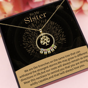 To My Sister-Tree of Life Heart Necklace With Custom Name&Birthstone Beads