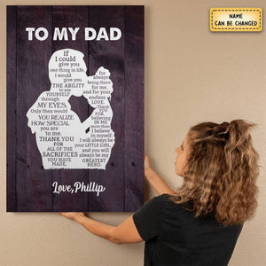 Personalized Gift For Dad From Daughter "My Greatest Hero" Premium Canvas