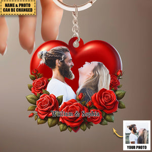 Lovely Couple Personalized Rose Keychain Gift For Him Gift For Her