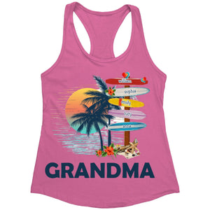 Personalized Grandma Surfboards Summer Vacation Tank Top