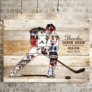 Personalized Hockey Player Photo Collage Poster, Hockey Coach Gift, Personalized Ice Hockey Sport Gift