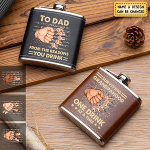 To Dad, From The Reasons You Drink - Family Personalized Hip Flask