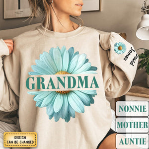 Personalized Grandma Flower Daisy Color And Grandkids Sweatshirt