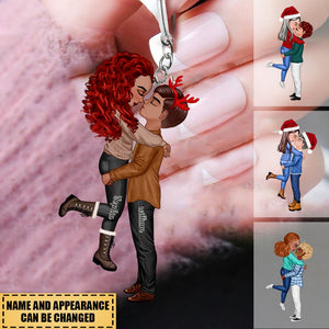 Winter Christmas Couple Personalized Acrylic Keychain