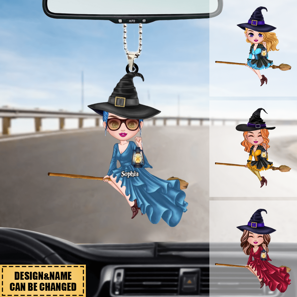 Witch Riding Broom Car Ornament Best Personalized Halloween Gift