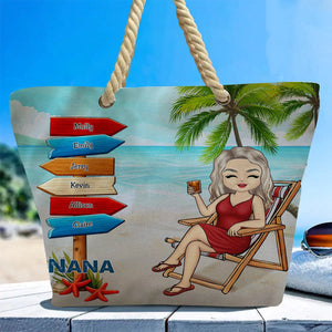 Summer Beach Signpost Grandma - Personalized Beach Bag