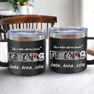 Gift For Sister/Friend/BFF/Bestie/Cousins - Personalized 14oz Stainless Steel Tumbler With Handle