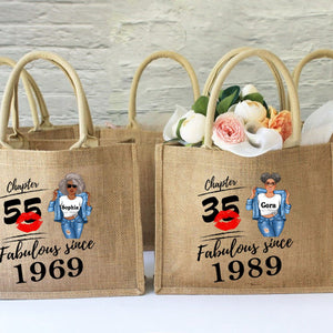 Fabulous Since - Personalized Jute Tote Bag - Birthday Loving Gift