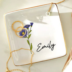 Birth Flowers For Women - Personalized Ring Dish