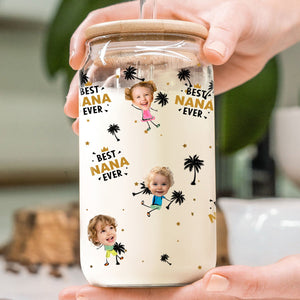 Custom Photo Best Nana Ever - Personalized Clear Glass Cup