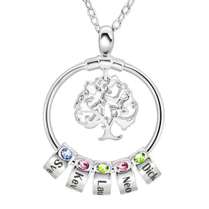 To My Sister-Tree of Life Heart Necklace With Custom Name&Birthstone Beads