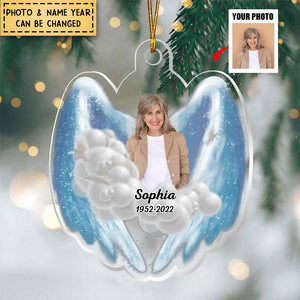 Upload Photo Memorial Wings Loss Personalized Acrylic Ornament