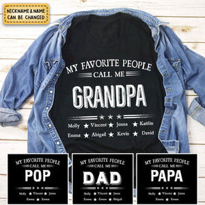 Personalized My Favorite People Call Me Papa With Kids Pure Cotton T-Shirt