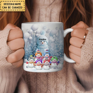 Christmas Blue Vibe Snowman Grandma Mom Colorful Kids Personalized Mug